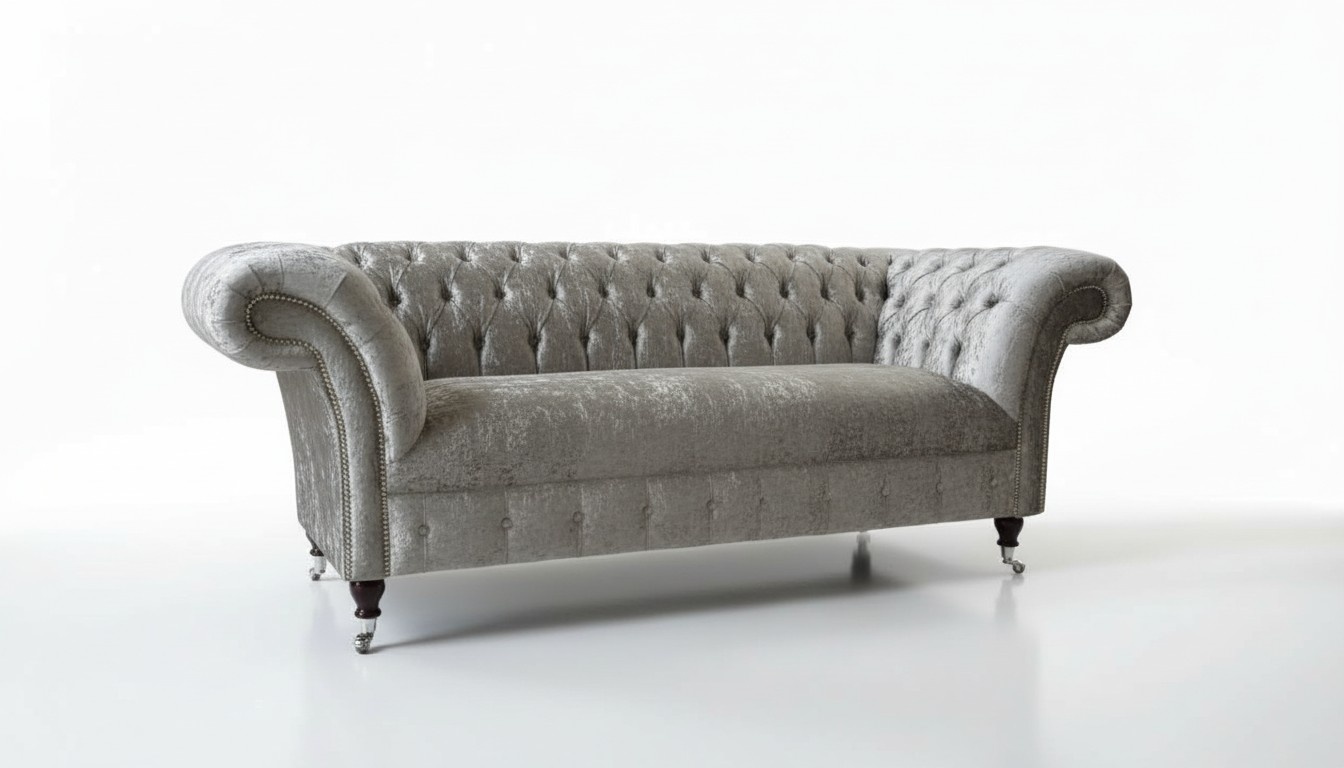 Chesterfield Design Sofa Couch 2 Sitzer Polster Grau Sofas Couchen