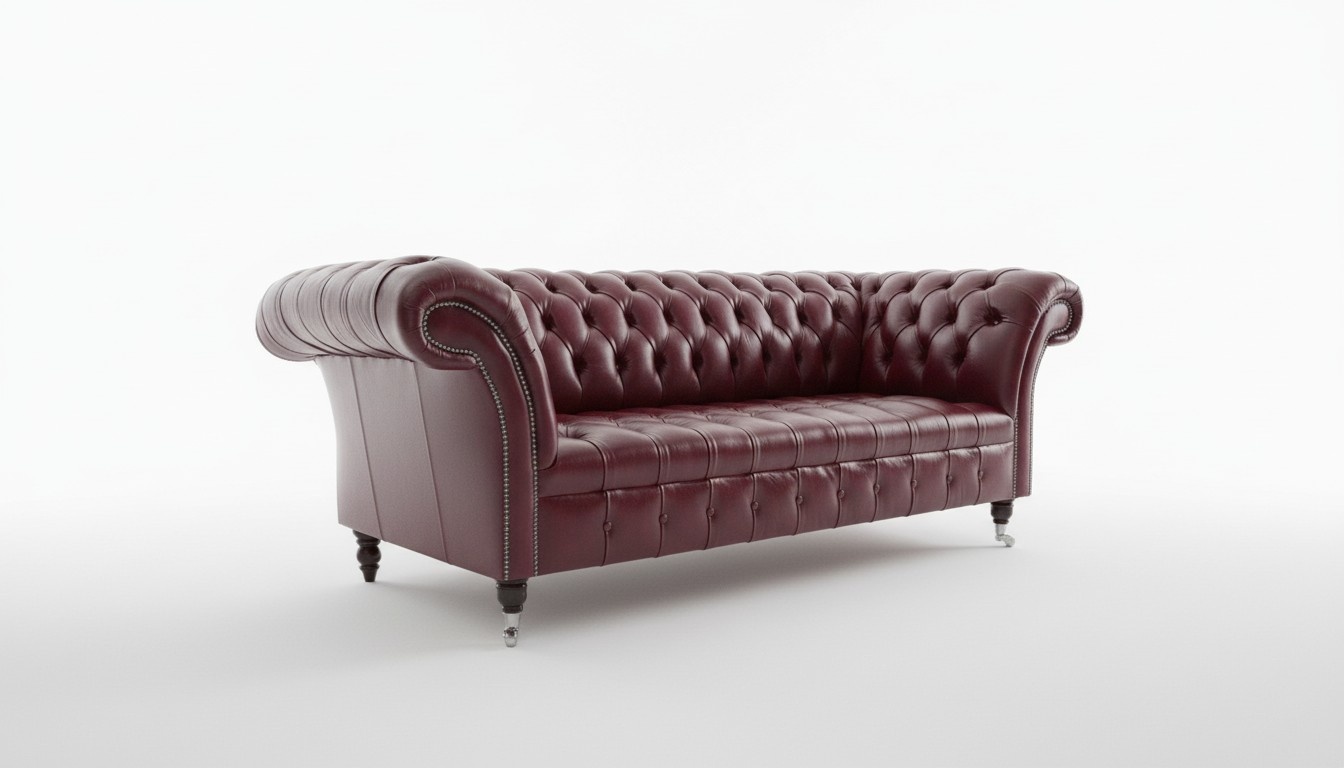 Chesterfield Designer Bordaux XXL Big 3-Sitzer Sofa Leder Luxus Polstersofas