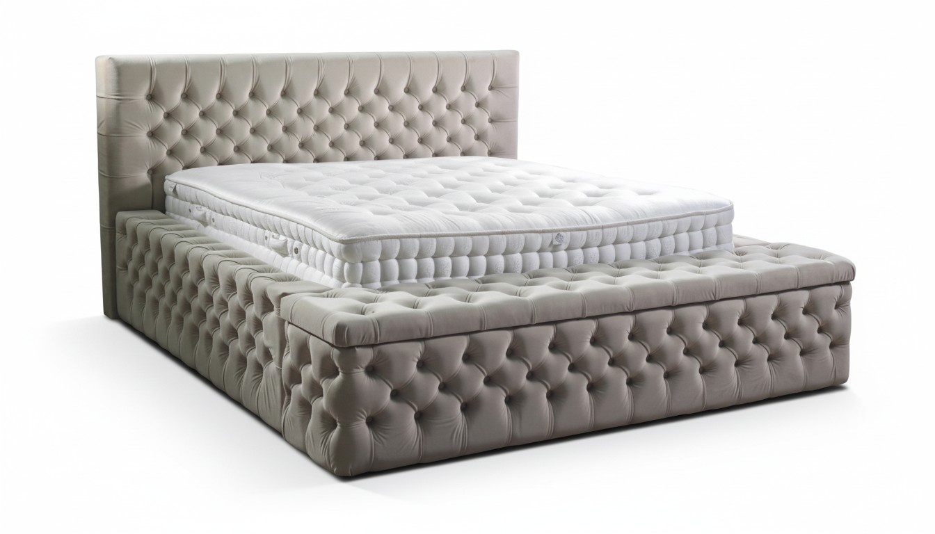 Chesterfield Doppel Hotel Betten Schlaf Zimmer Leder Modern Bett Polster