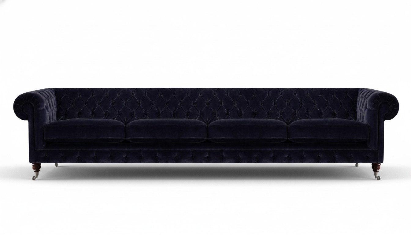 Chesterfield Dunkelblaue 4-Sitzer Couch Wohnzimmer Polster Sitzmöbel