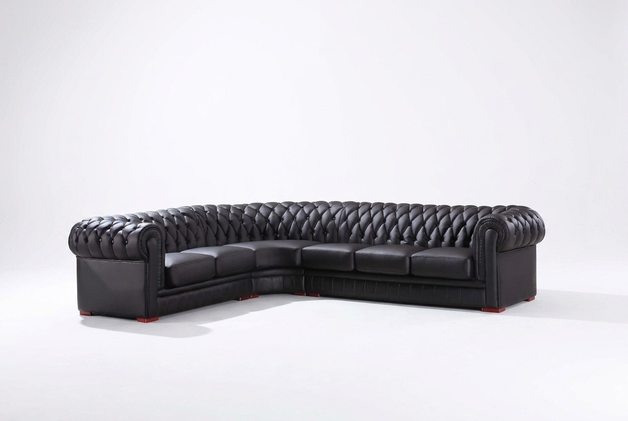 Chesterfield Ecksofa Eckcouch Designer Sofa Schwarz Couch 100% Leder Sofort