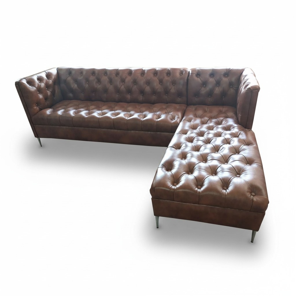 Chesterfield Ecksofa L-Form Leder Luxus Couch Ledersofa Eckgarnitur