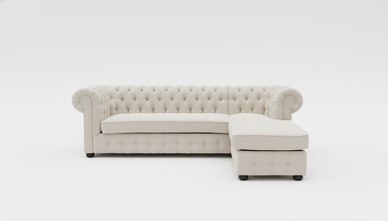 Chesterfield Ecksofa L-Form Stoff Design Couch Polster Sitz Sofa Textil