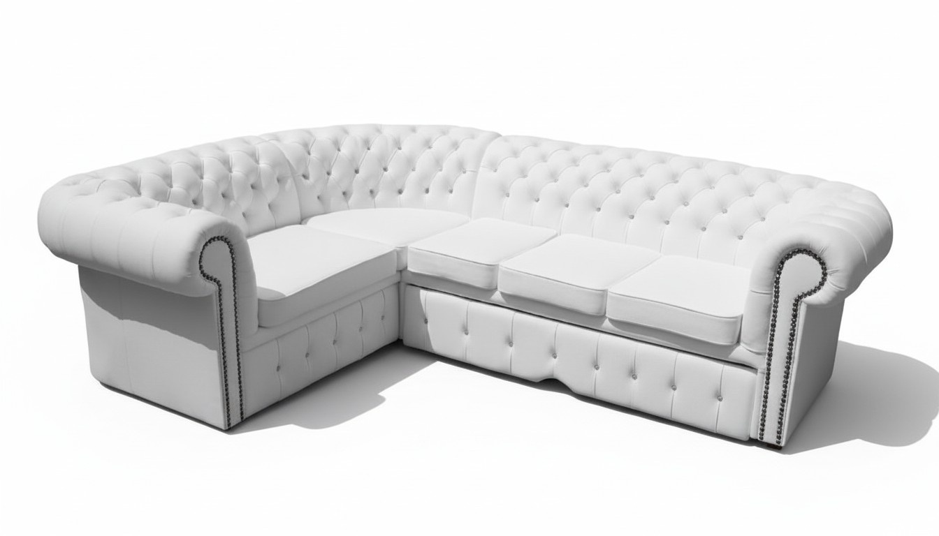 Chesterfield Ecksofa Ledercouch Eck Sofa Polster Sitz Couch Leder Garnitur Napol