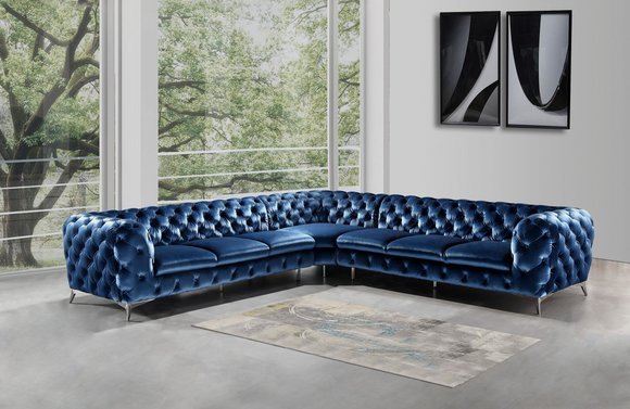 Design Chesterfield Ecksofa Eckcouch Loungesofa Couch Samt Textil Sofa
