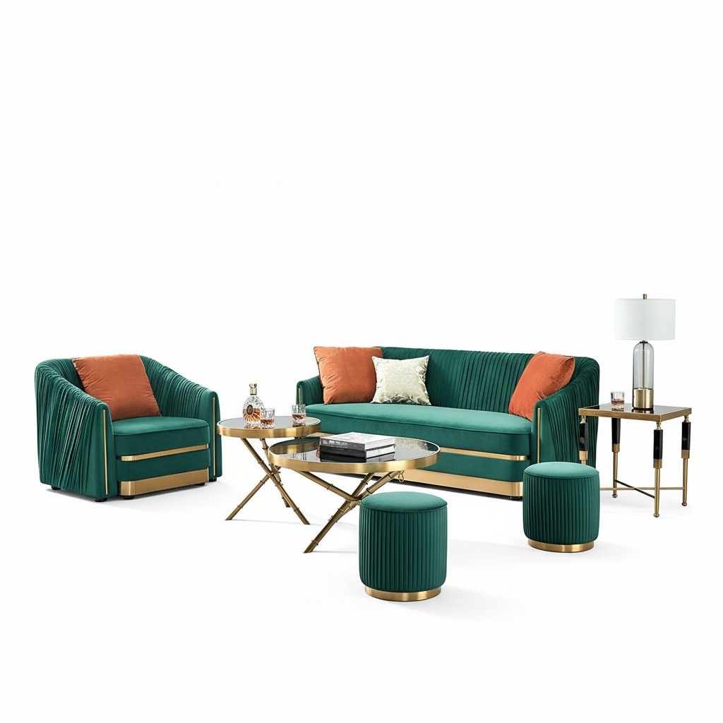 Edelstahl Couch Polster Sitz Garnitur Sofa Wohnzimmer 3+2 Textil