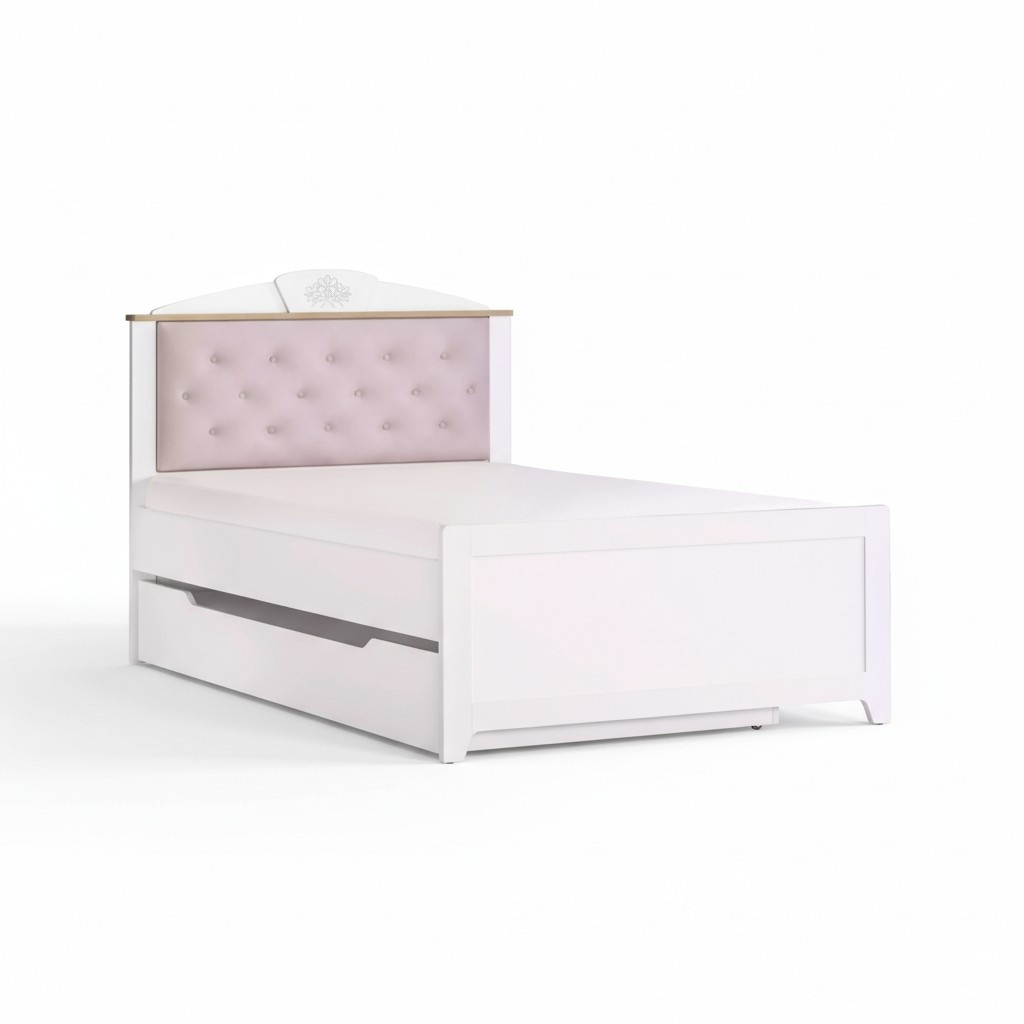 Chesterfield Funktionsbett Ausziehbares Kinderbett Bett 120 Holz Rosa