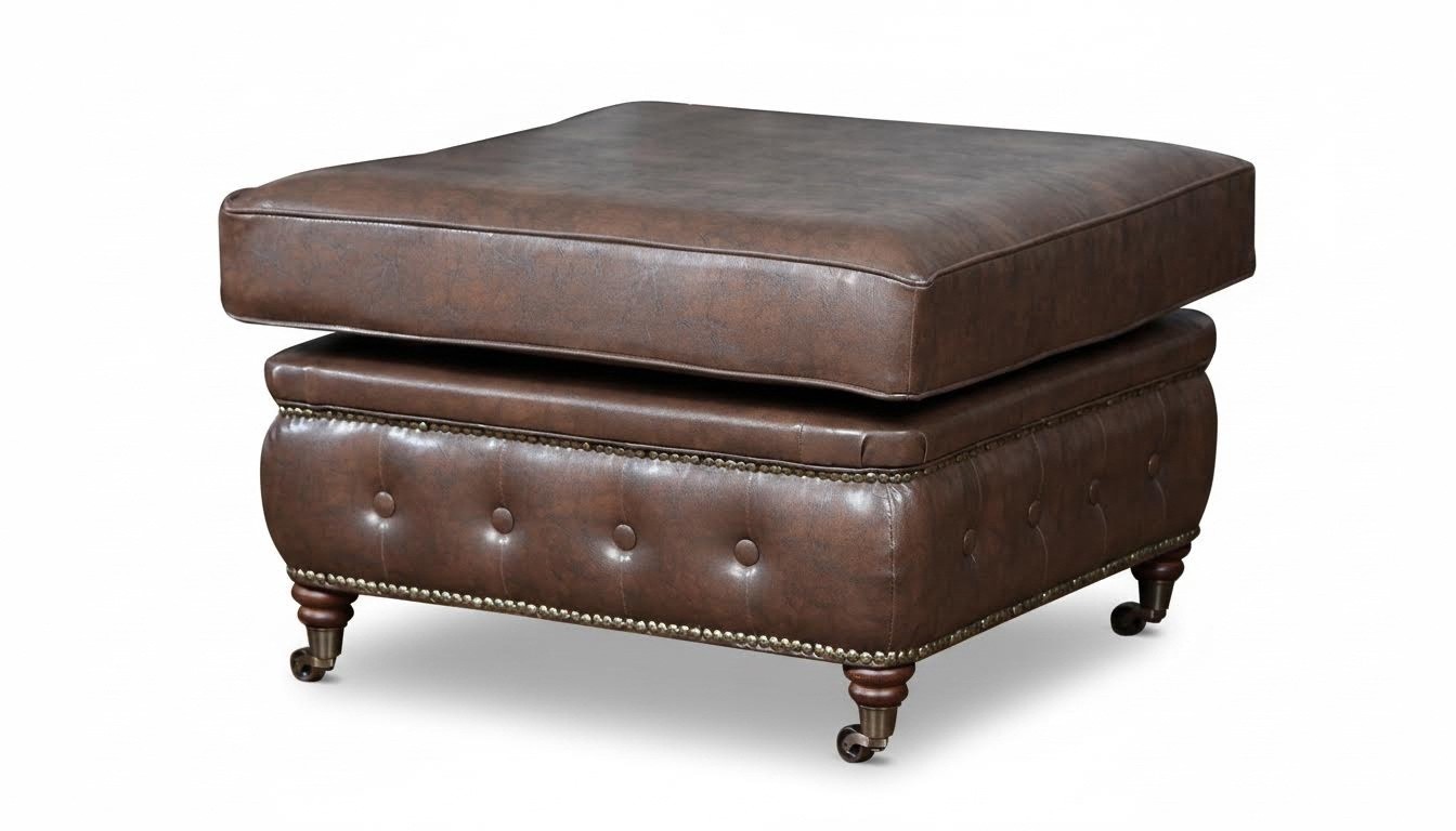 Chesterfield Fußhocker Club Lounge Hocker Leder Textil Ottoman Designer Pufa Neu