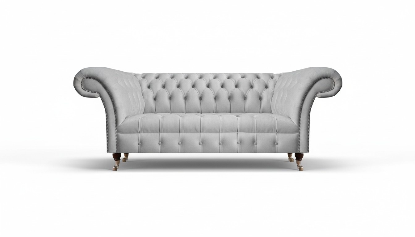 Chesterfield Grau Luxuriöse Sofa Dreisitzer Couch Polstermöbel Wohnzimmer