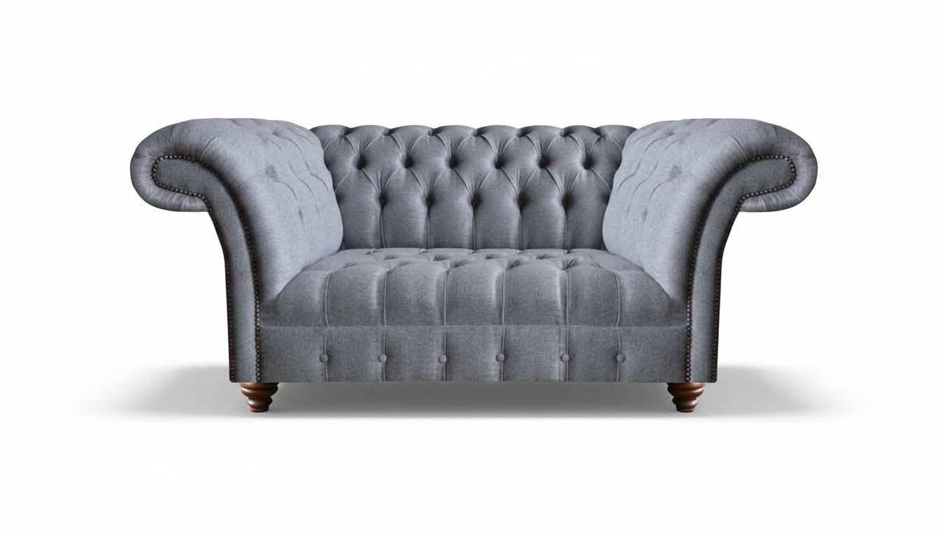 Chesterfield Grau Polstermöbel Textil Zweisitzer Sofa Couch Wohnzimmer