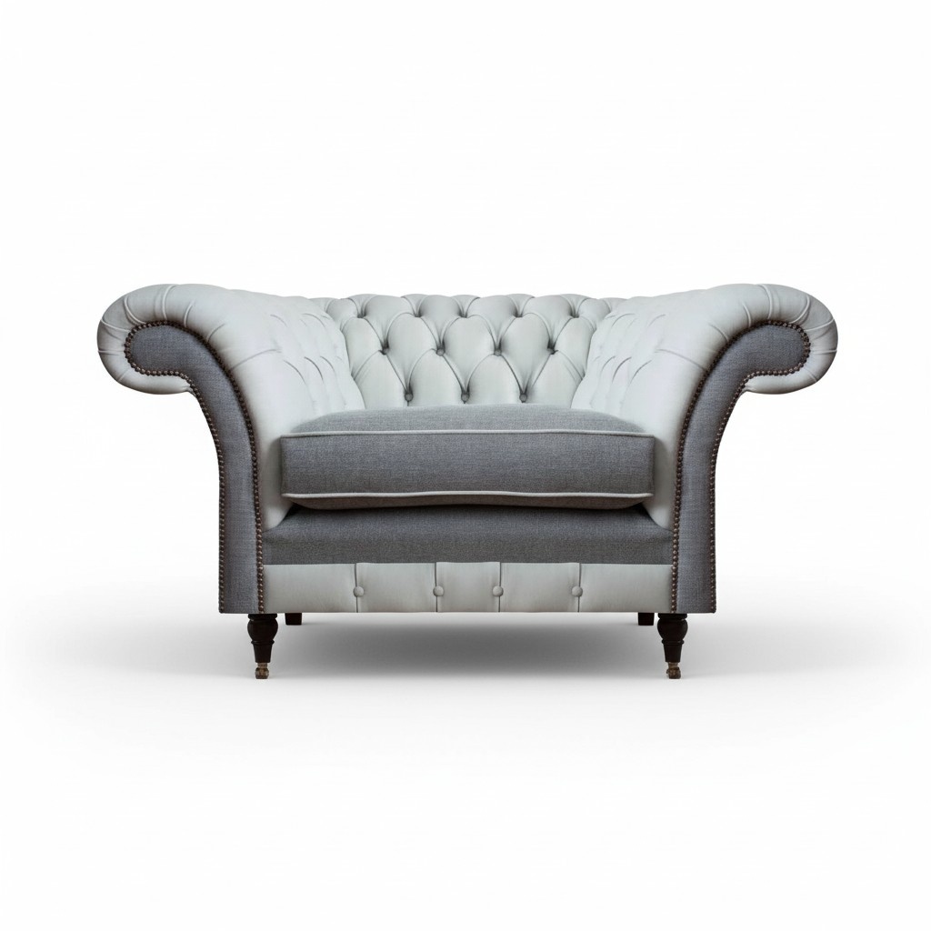 Chesterfield Grau Sessel Polstermöbel Design Moderne Stil Wohnzimmer