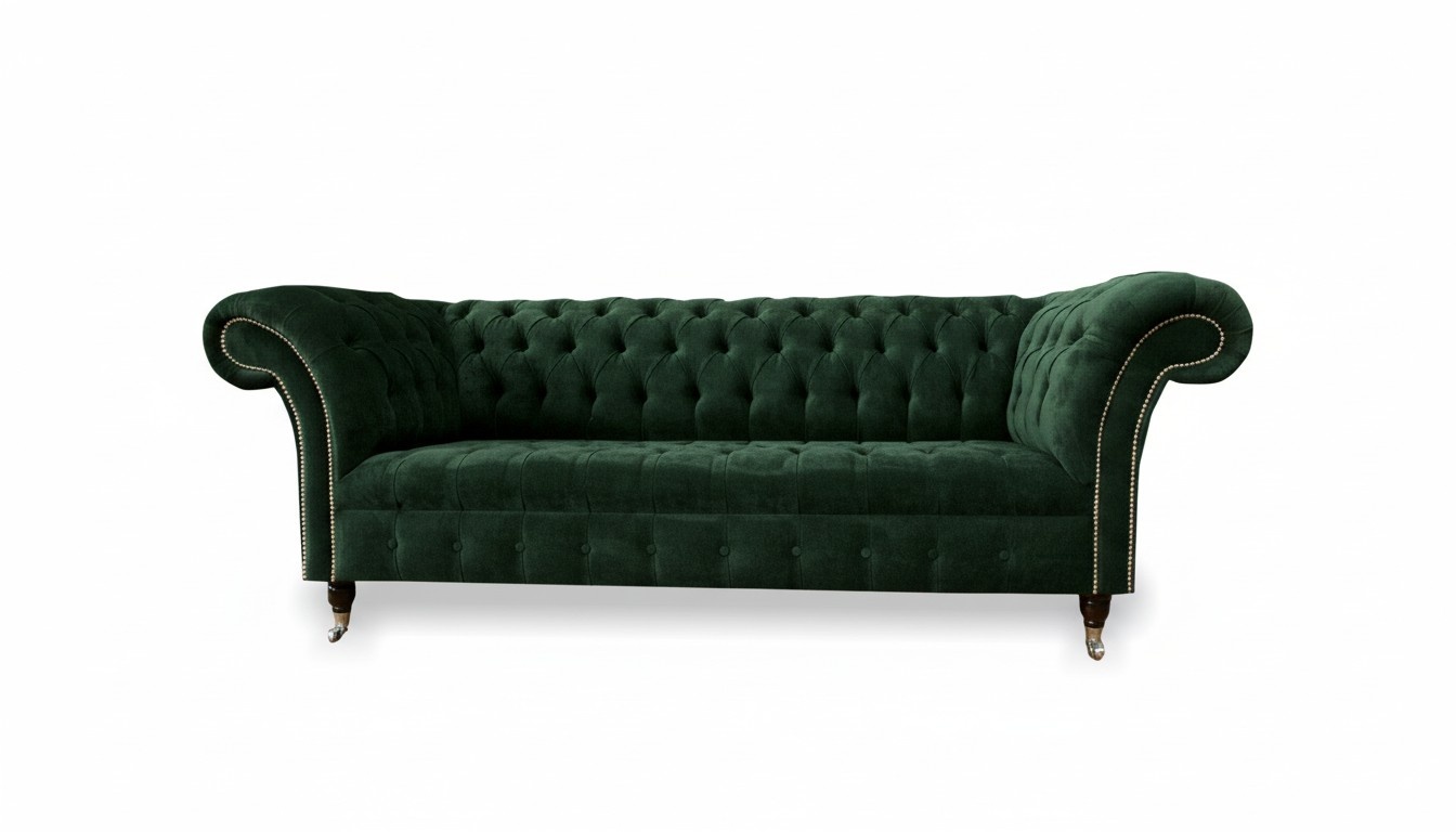Chesterfield Grün Dreisitzer Sofa Design Couchen Polster Sofas Couch Textil