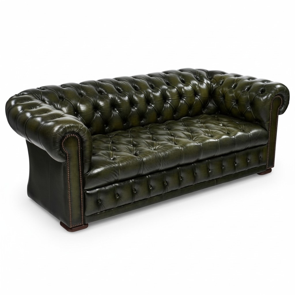 Chesterfield Grüne Polster Leder Stoff Couch 3 Sitzer Sofas Couchen Garnitur