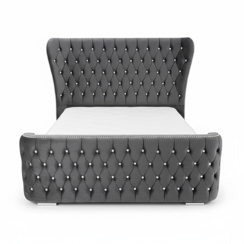 Chesterfield Hotel Doppel Leder Bett Schlafzimmer Polster Luxus Betten 200x200cm