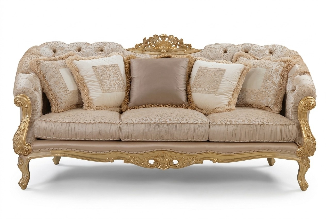 Chesterfield Klassischer Dreisitzer Sofa Wohnlandschaft Textilsofa 3 Sitz Couch