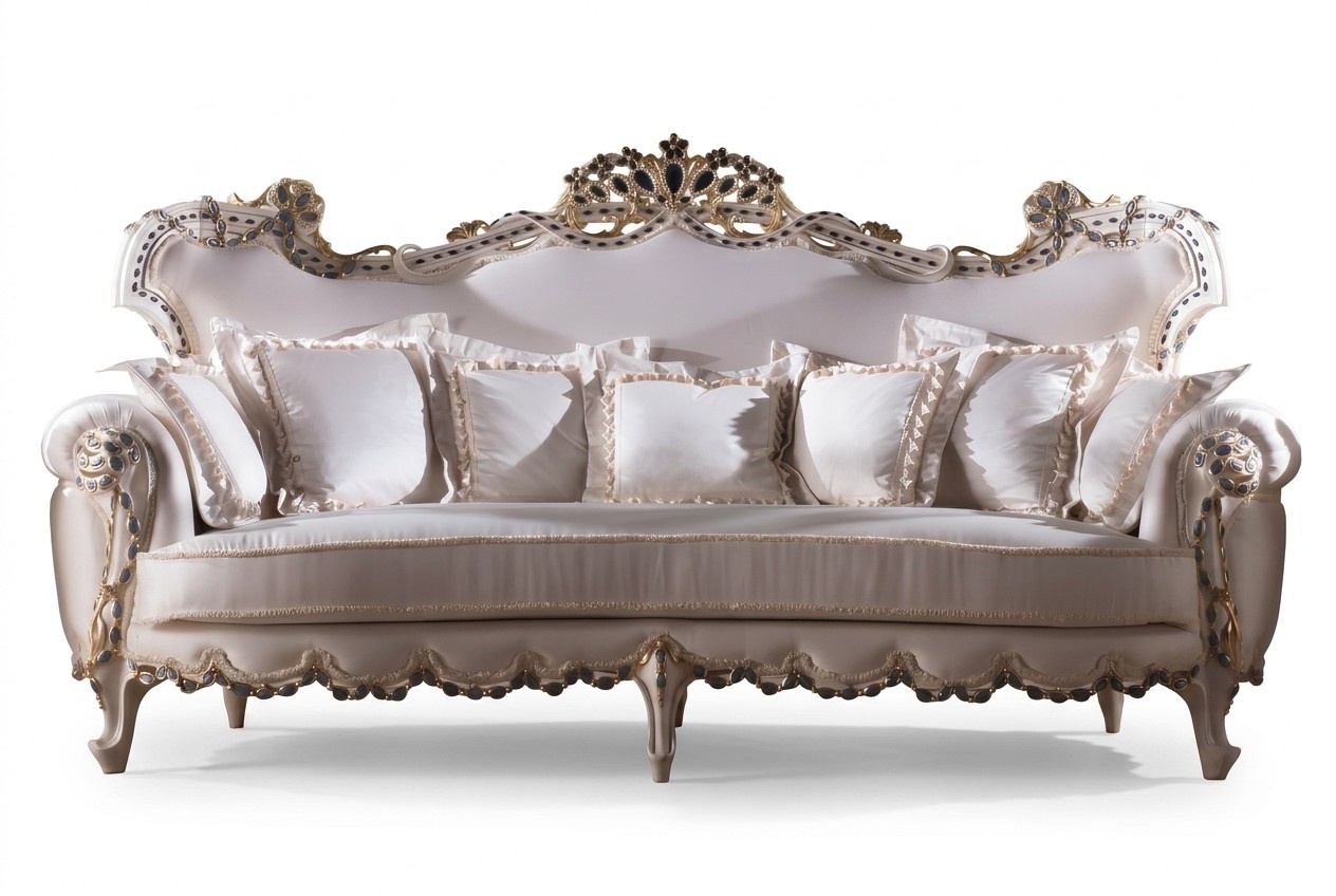 Chesterfield Klassischer Dreisitzer Sofa Wohnlandschaft Textilsofa 3 Sitz Barock