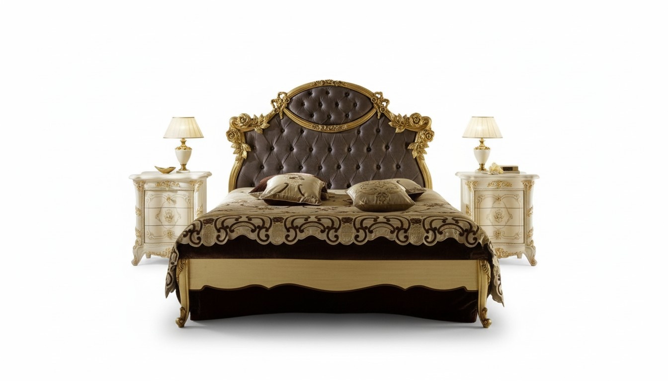 Chesterfield Klassisches Bett Luxus Möbel Barock Hotel Leder Schlafzimmer Betten