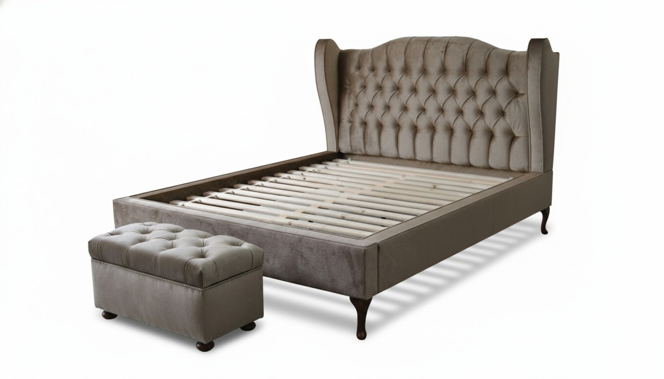 Chesterfield Klassisches Bett Stoff Design Couch Polster 160/180/200 cm