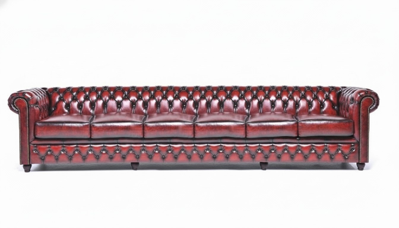 Chesterfield Leder Bordaux Sofa 6 Sitzer Couchen Couch Textil Stoff Polster Neu
