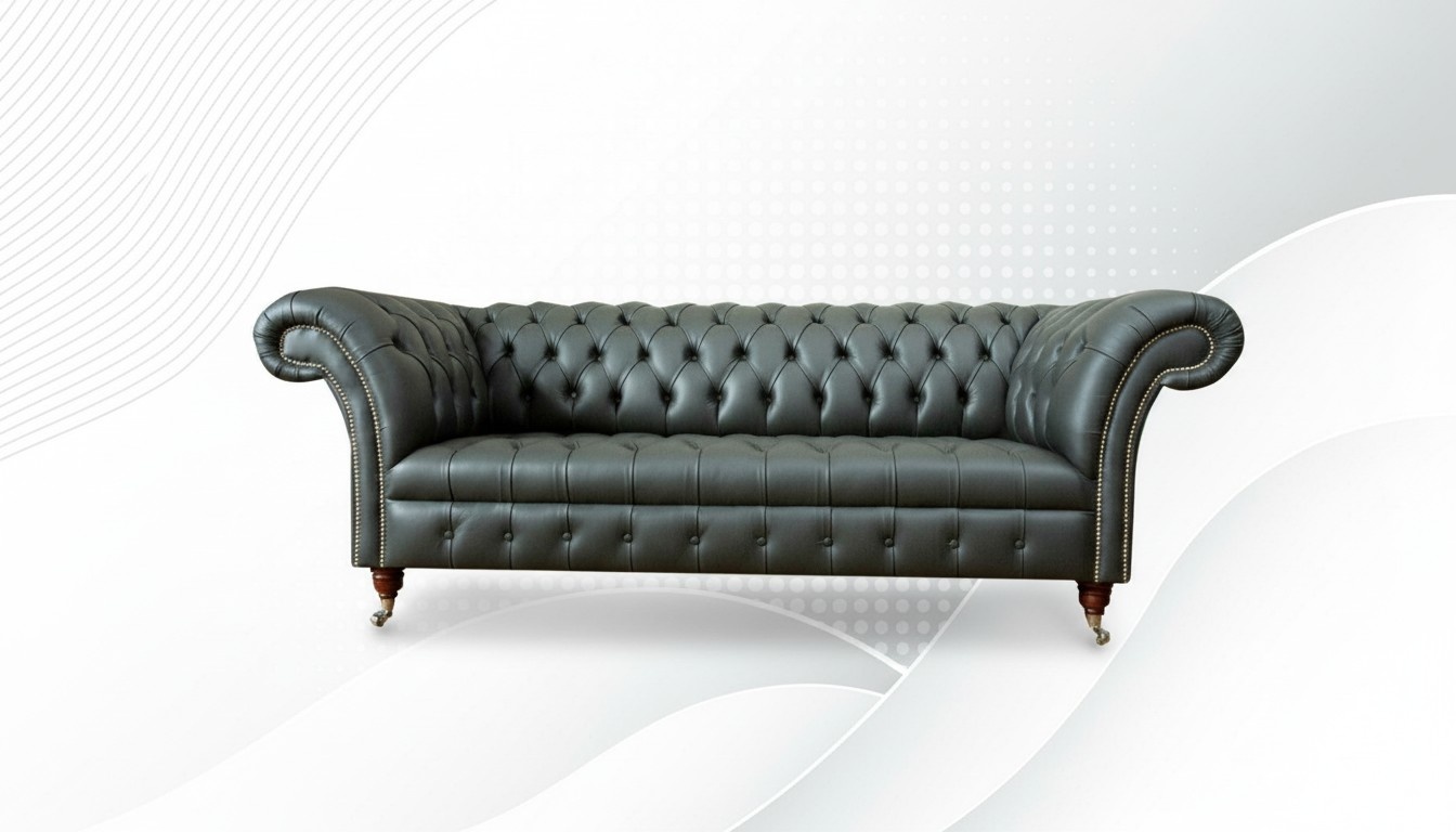 Chesterfield Leder Graue couchen Modern Design Couchen Sofa xxl