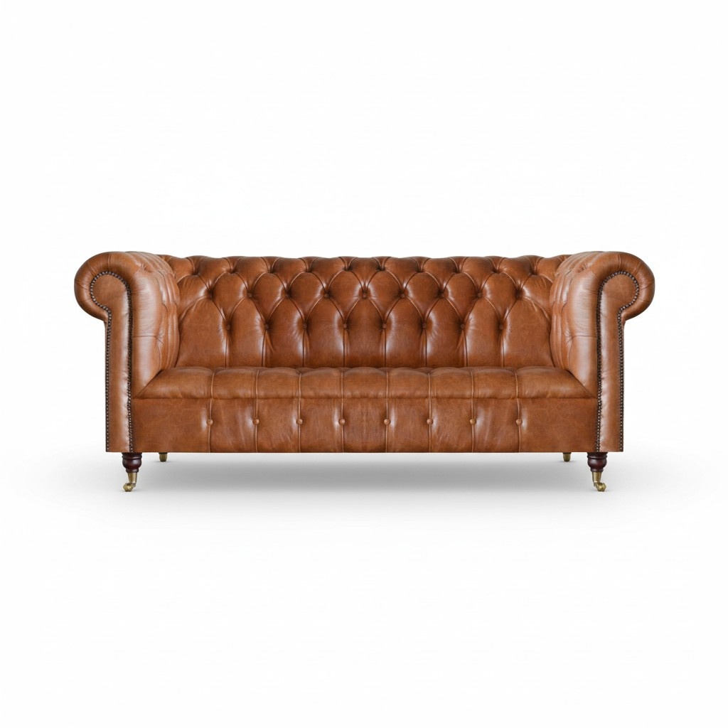 Chesterfield Leder Sitzmöbel Brauner Dreisitzer Wohnzimmer Edle Sofas