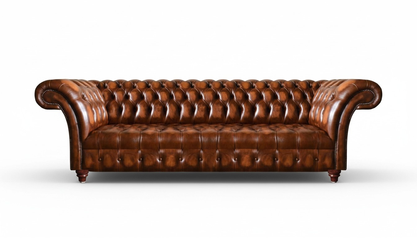 Chesterfield Ledersofa Braune Kunstleder Couch Designer Edle Sitzmöbel