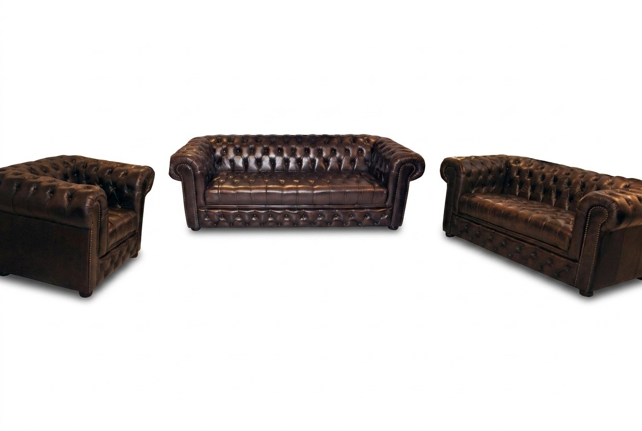 Chesterfield Ledersofa Sofa Couch Polster Sofagarnitur 3+2+1 Sofas CAMBRIDGE