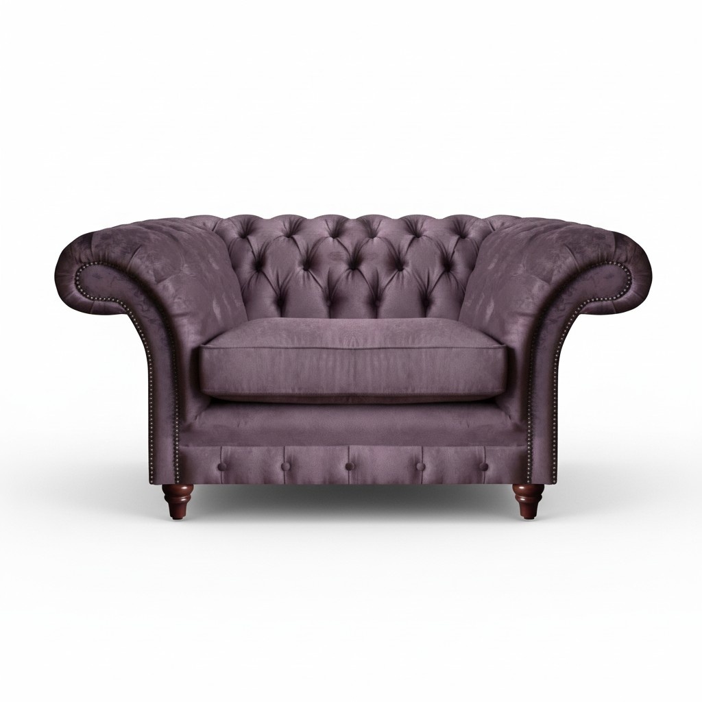 Chesterfield Lila Lehnsessel Wohnzimmer Textil Einsitzer Edler 1-Sitzer