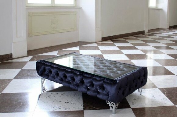 Designer Couchtisch Glastisch Tisch Chesterfield Leder Design Luxus Tische
