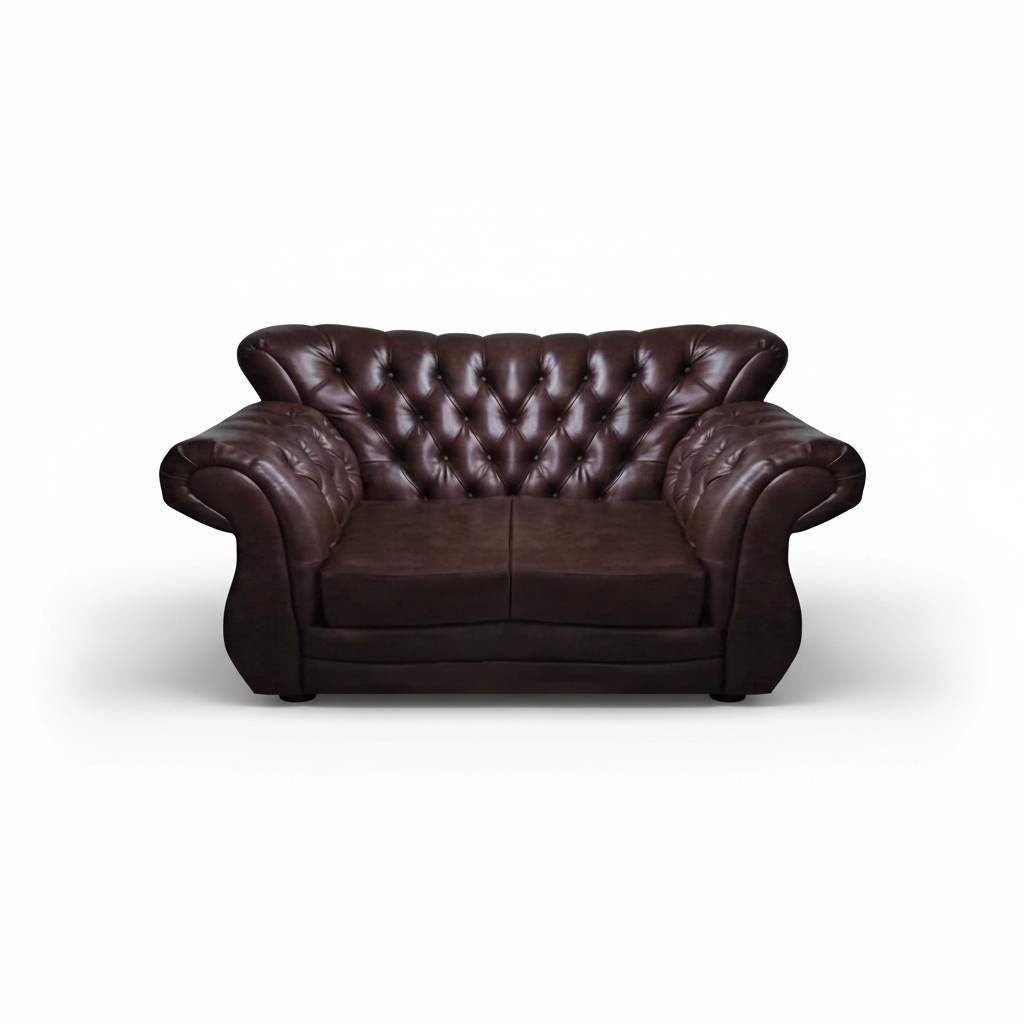 Chesterfield Luxus Sofa Couch Zweisitzer Braun Leder Sofas Wohnzimmer