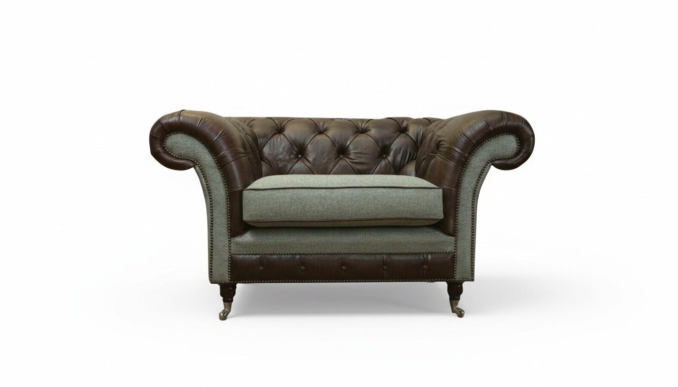 Chesterfield Sessel 1 Sitzer Sofa Couch Polster Couchen Textil Ohrensessel