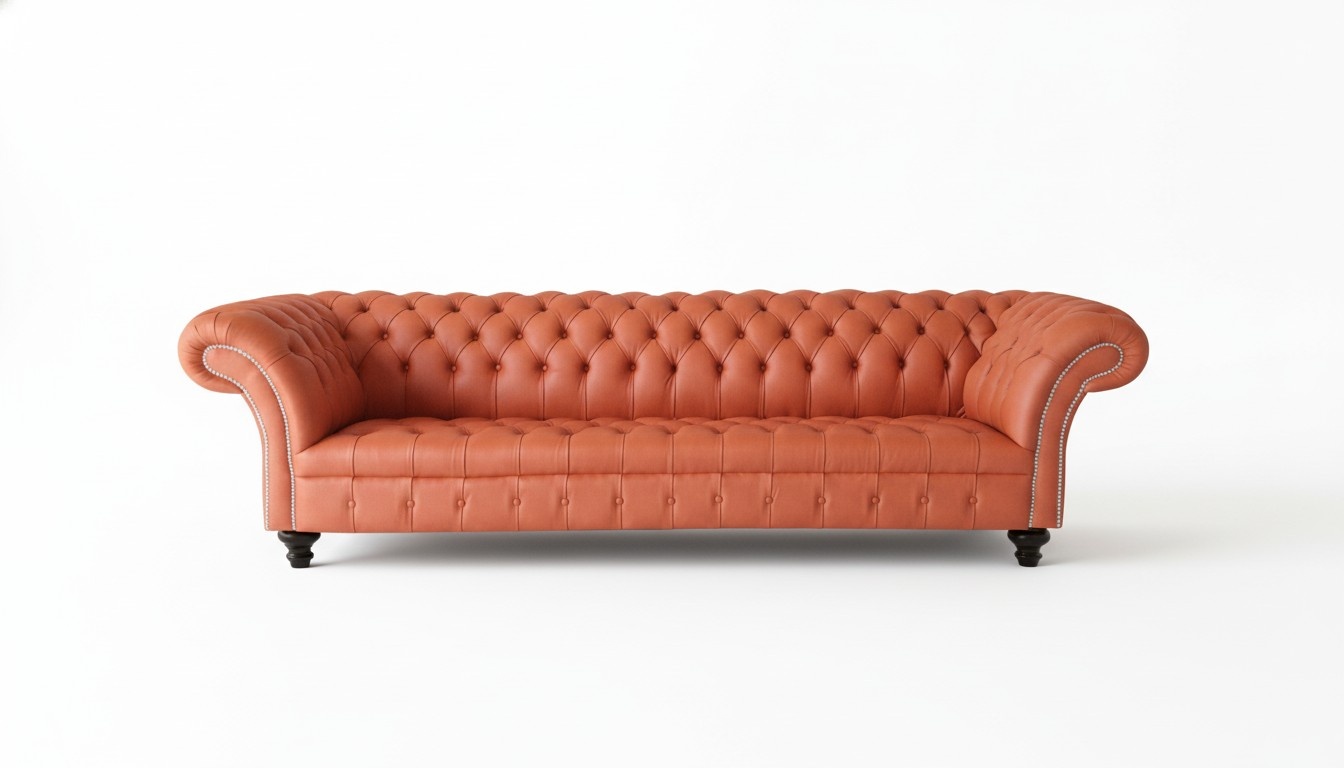 Chesterfield Orange Couch Sofa Polster 4 Sitzer Couchen Sitz Garnitur