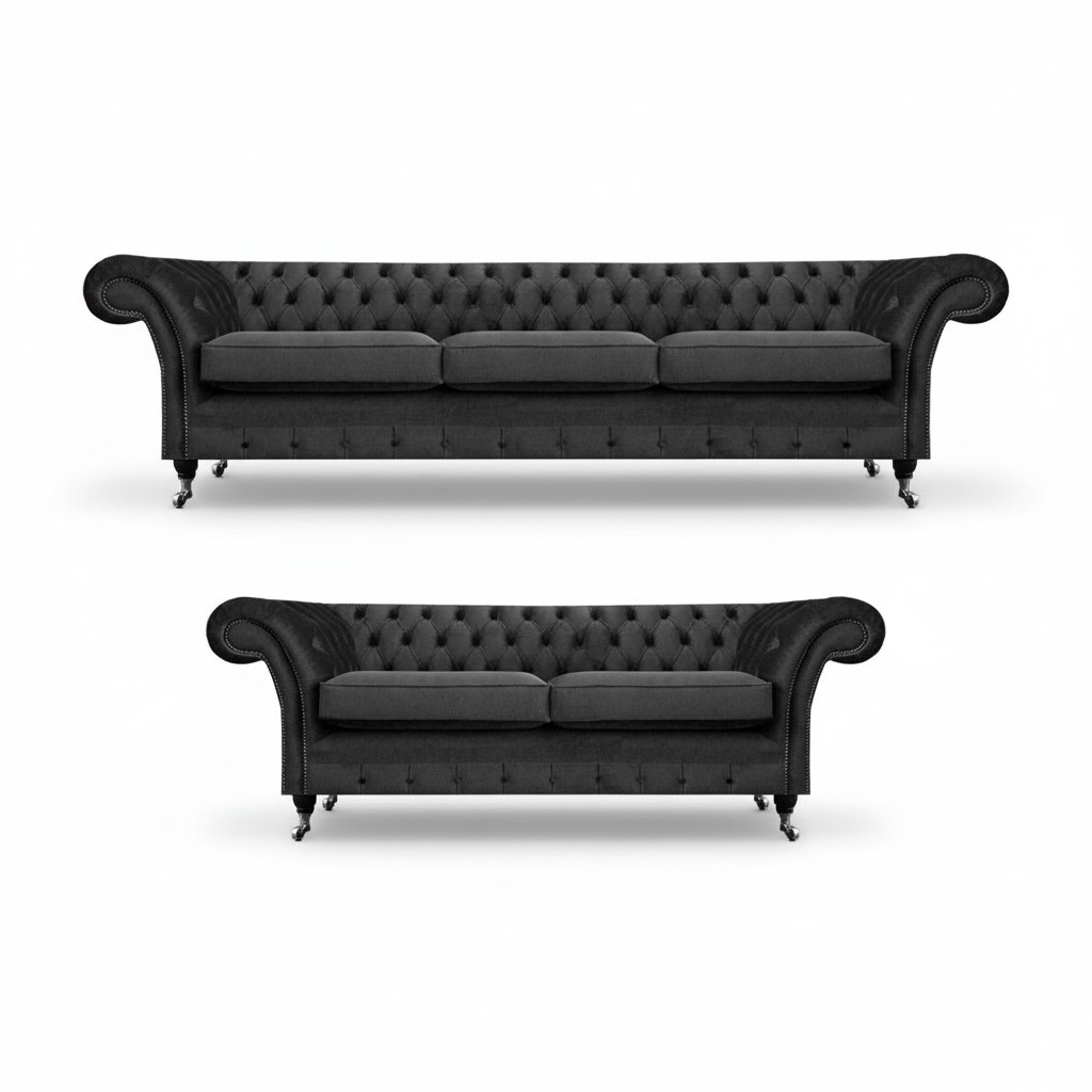 Chesterfield Polstermöbel Wohnzimmer Sofas Set 2tlg Einrichtung Komplett 3+2