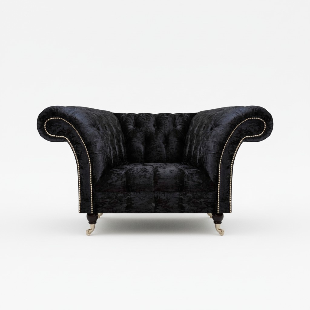 Chesterfield Polstersessel Schwarzer Einsitzer Luxuriöser Lehnsessel