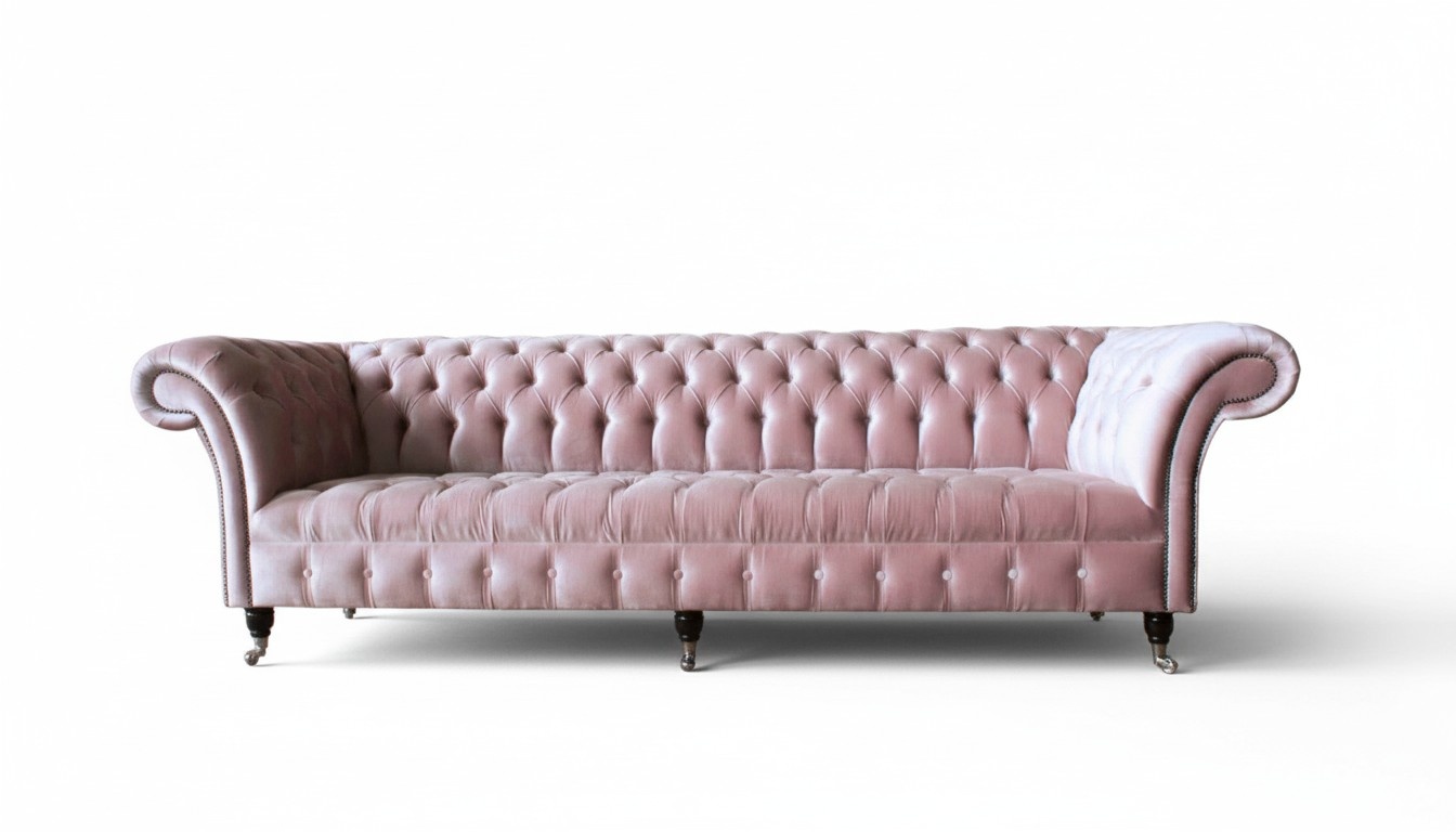 Chesterfield Rosa Couch Sofa Polster 4 Sitzer Couchen Sitz Sofas Neu