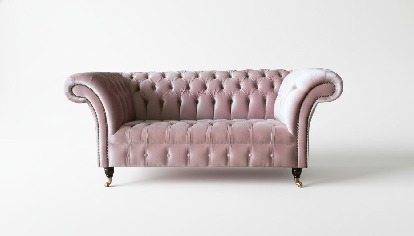Chesterfield Rosa Stoff Wohnzimmer Design Couchen Polster Sofa Sofas