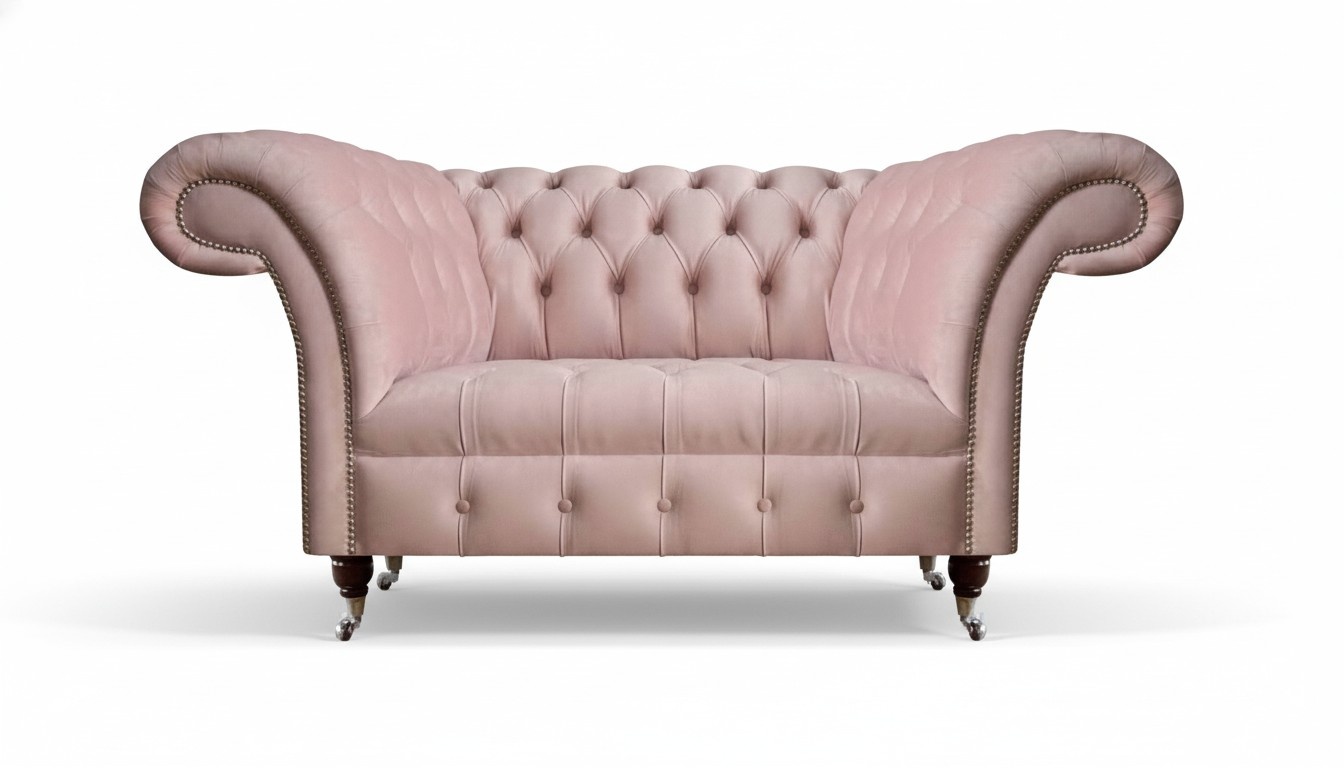 Chesterfield Rosa Zweisitzer Wohnzimmer Luxuriöse Polster Möbel Couch