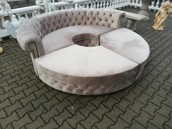 Chesterfield Rundsofa Stoff Runde Sofa XXL Wohnlandschaft Eckcouch