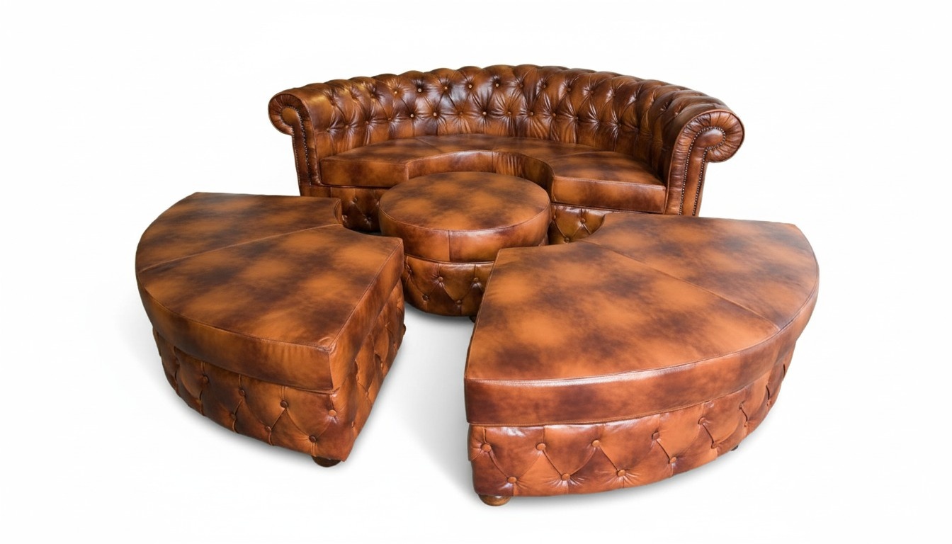 Chesterfield Rundsofa Ledersofa Ecksofa Couch Polster Sitz Rund Sofa Garnitur