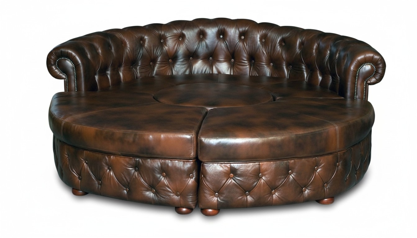 Chesterfield Rundsofa Ledersofa Runde Sofa XXL Wohnlandschaft Eckcouch Ecksofa