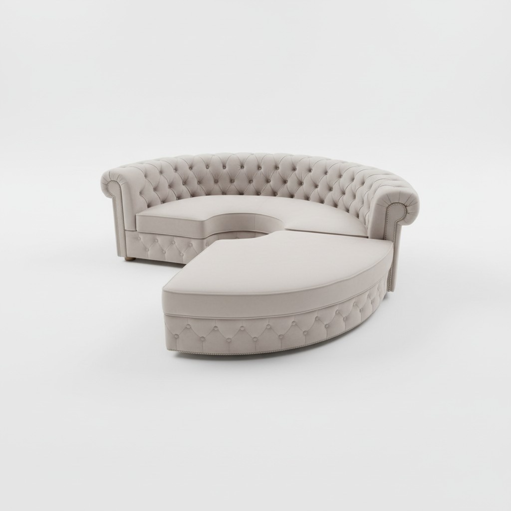 Chesterfield Rundsofa Stoff Runde Sofa XXL Wohnlandschaft Eckcouch