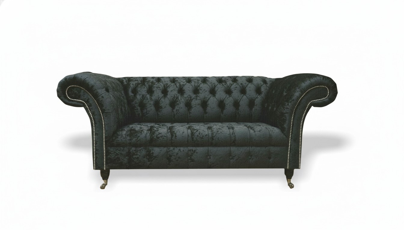 Chesterfield Samt Club Couch Polster 2 Sitzer design Textil Sofas Couchen