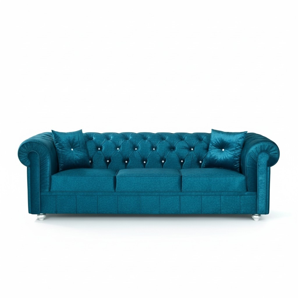 Chesterfield Samt Sofa 3 Sitzer Designer Couchen Couch Stoff Polster Textil