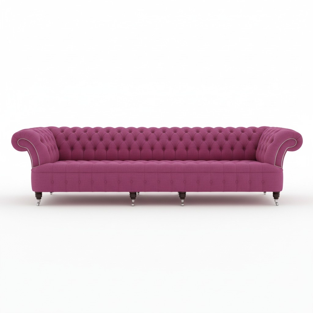 Chesterfield Samt Sofa 5 Sitzer Designer Couchen Couch Textil Pink Stoff