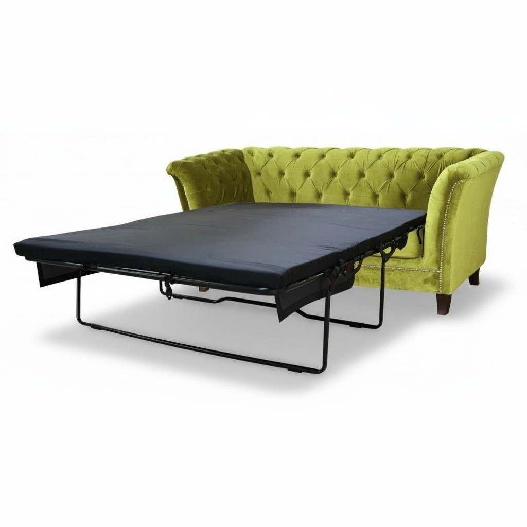 Chesterfield Schlafsofa 2 Sitzer Sofa Bettfunktion Couch Polster Sofas Couchen