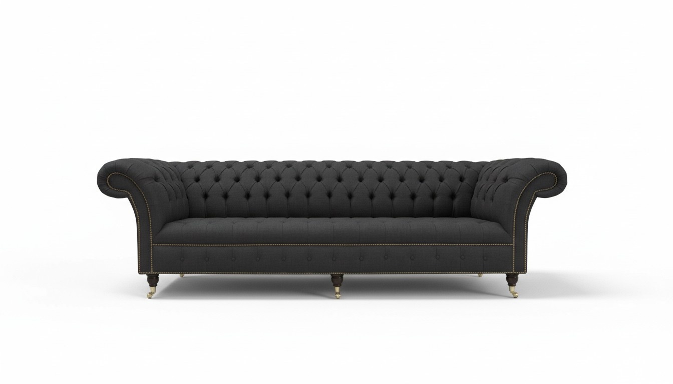 Chesterfield Schwarz Couch Sofa Polster 4 Sitzer Couchen Sitz Garnitur