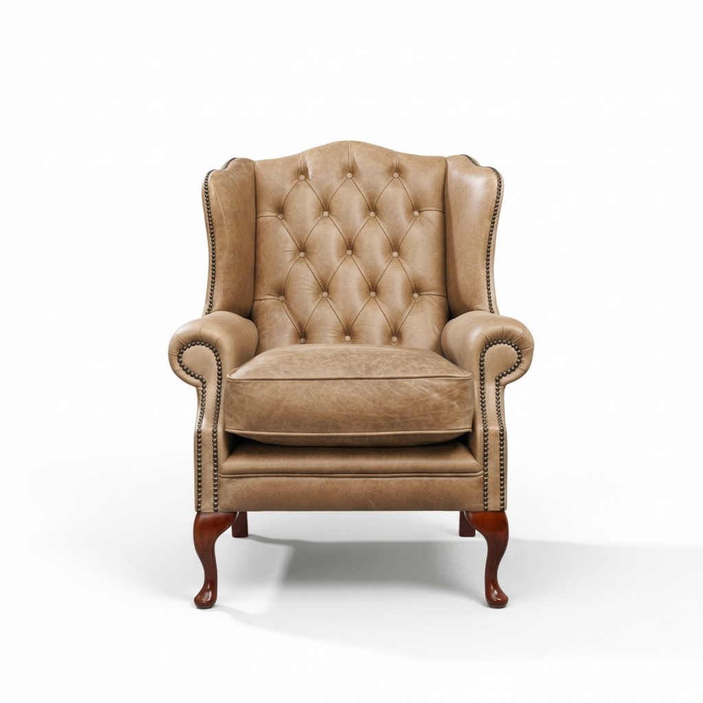 Chesterfield Sessel 1 Sitzer Polster 100 % Vollleder Ohrensessel Sofa 161013-26