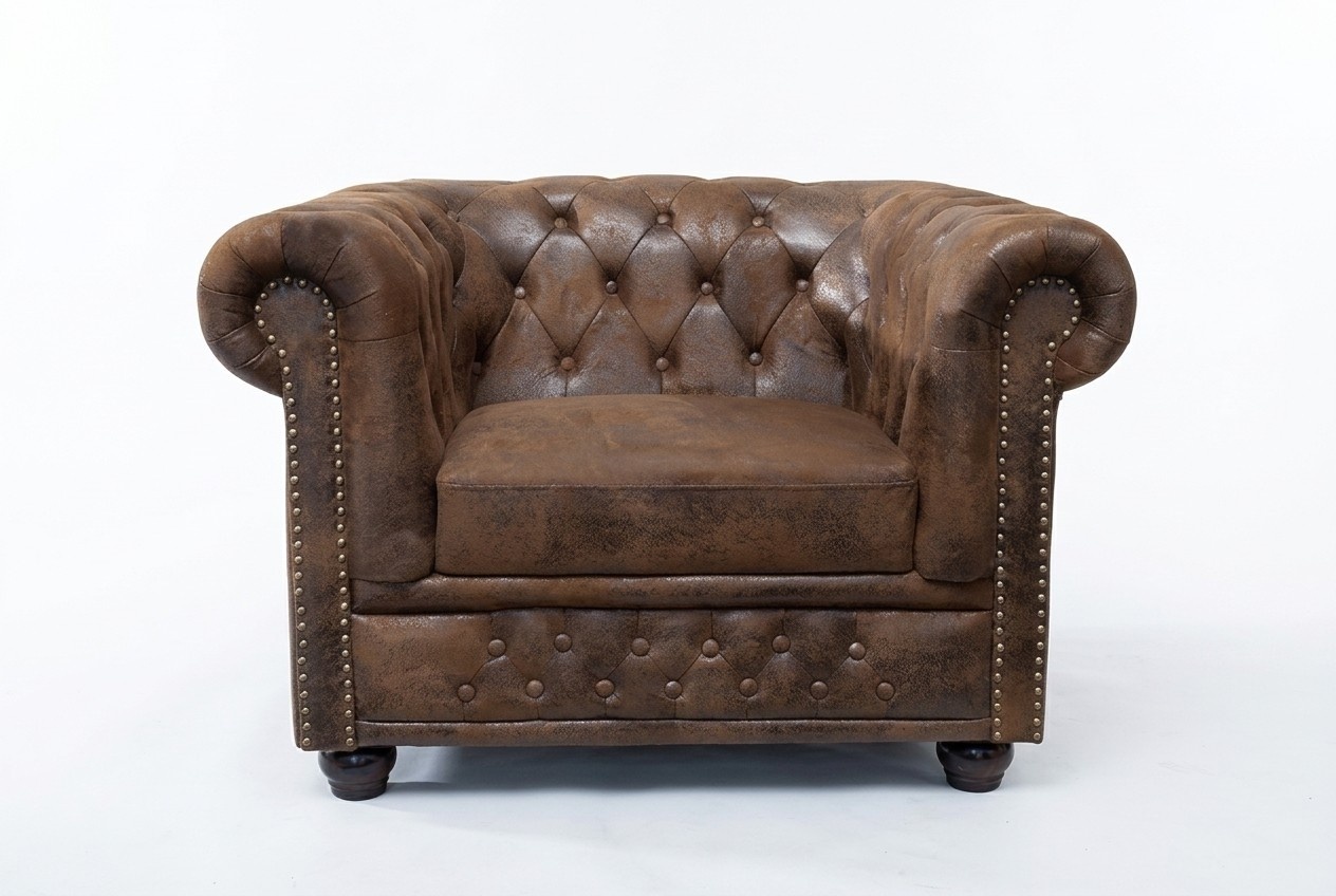 Chesterfield Sessel Fernseh Couch 1 Sitzer Sofa Textil Stoff Couchen Polster Neu