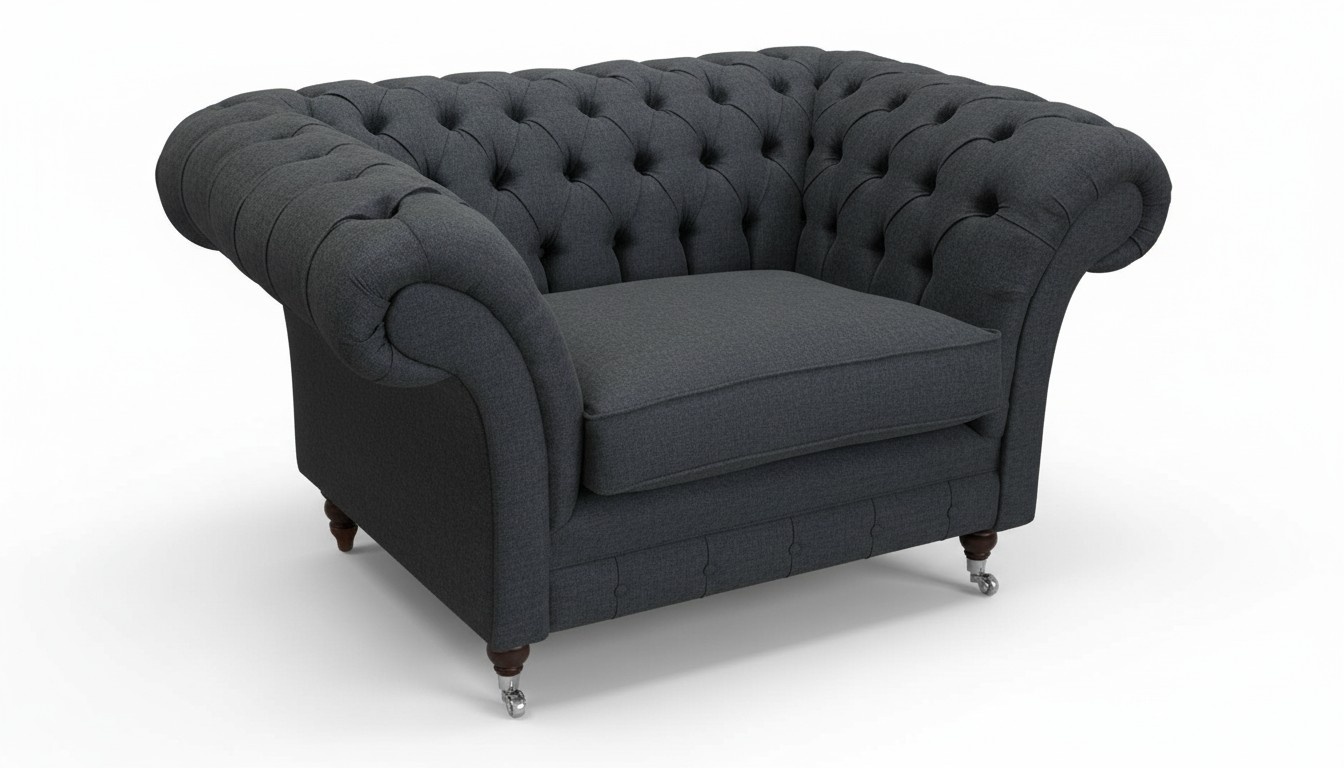 Chesterfield Sessel Fernseh Couch 1 Sitzer Sofa Textil Stoff Couchen Polster #2