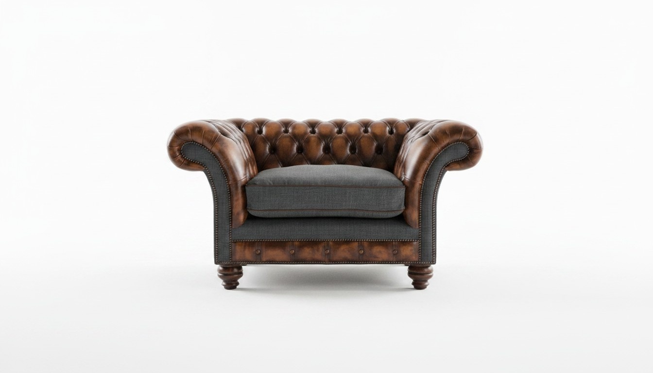 Chesterfield Sessel Fernseh Design Polster Sofa Couch Chesterfield Textil Neu F1